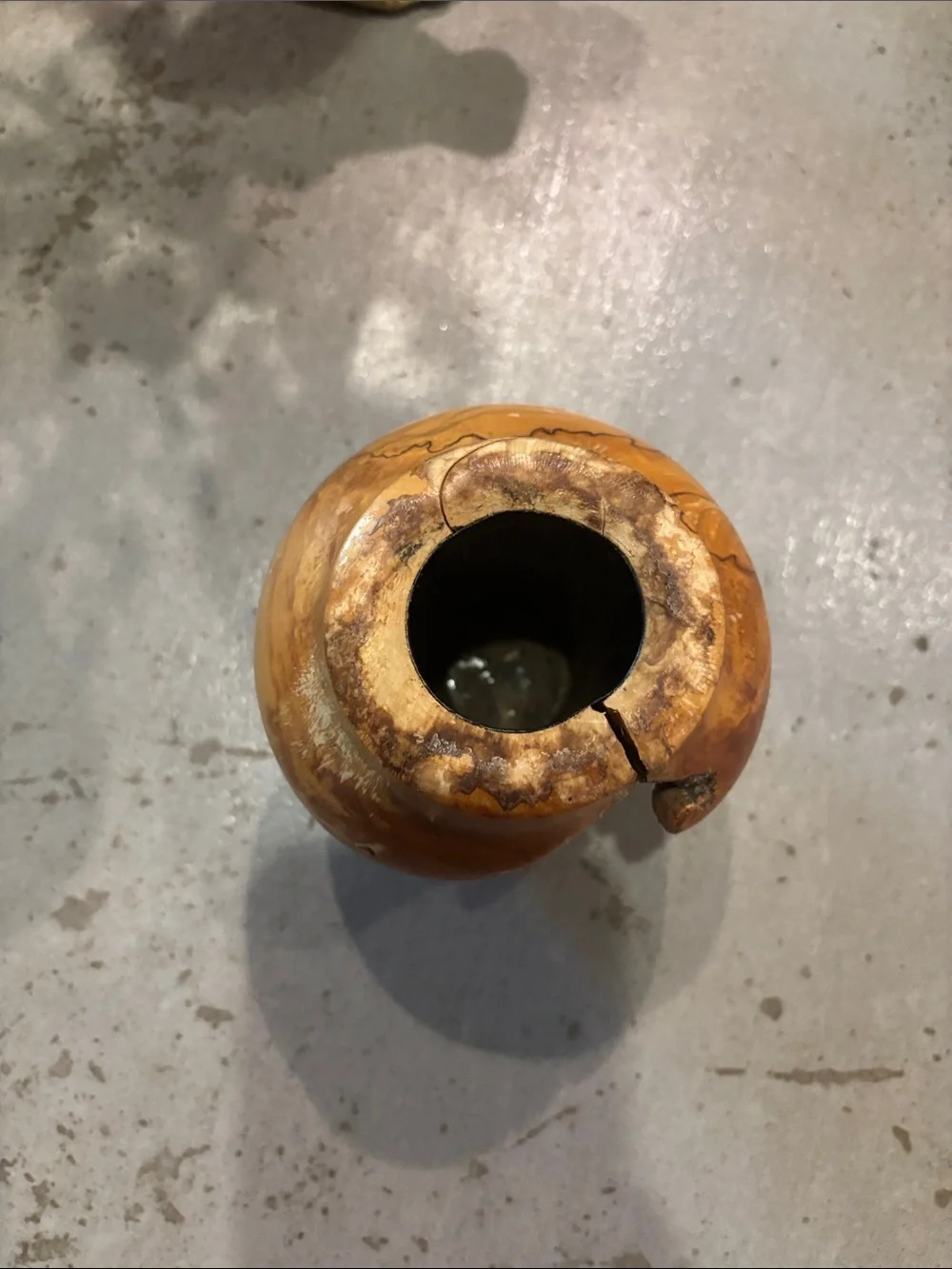 Handcrafted Natural Wood Accent Vase - Brown